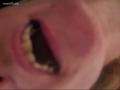 A woman with her facial hole exposed